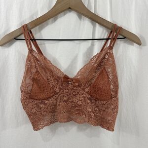 Victorias Secret Vintage Gold Crown Label Orange Lace Bralette Boho Coquette S